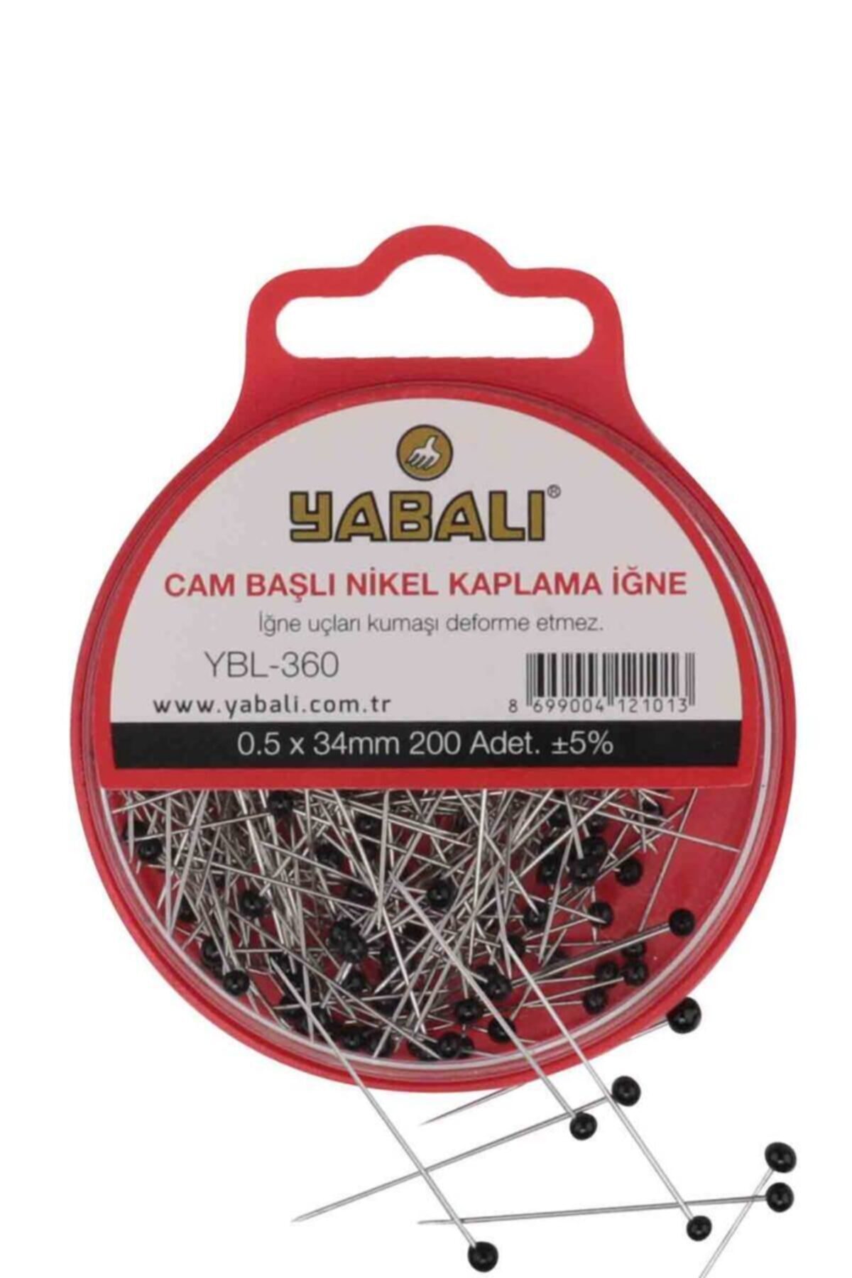 Yabalı Siyah Cam Başlı Nikel Kaplama İğne 200 Adet Ybl-360
