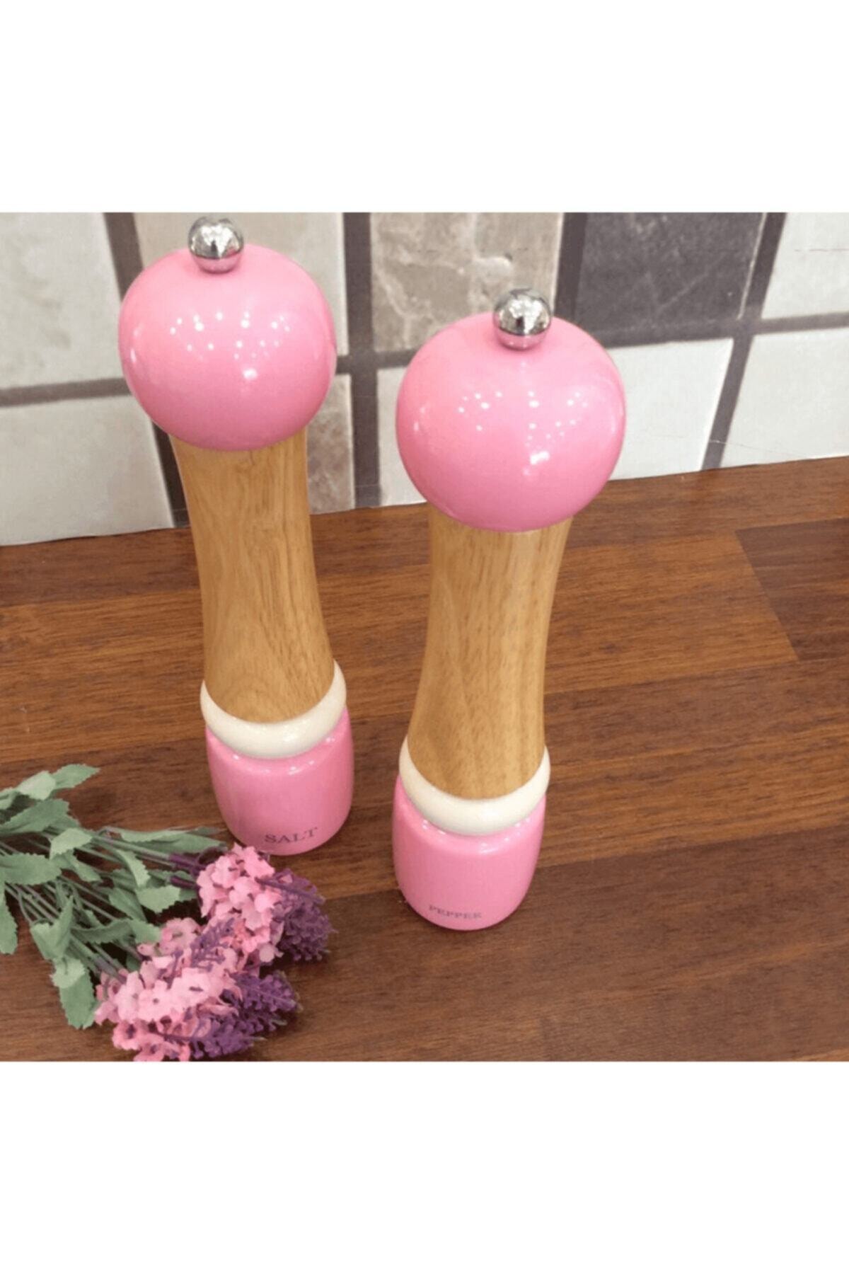 İlhaner Ahşap Değirmen Ikili Tuzluk Biberlik 27 Cm Kst-2966 Pembe
