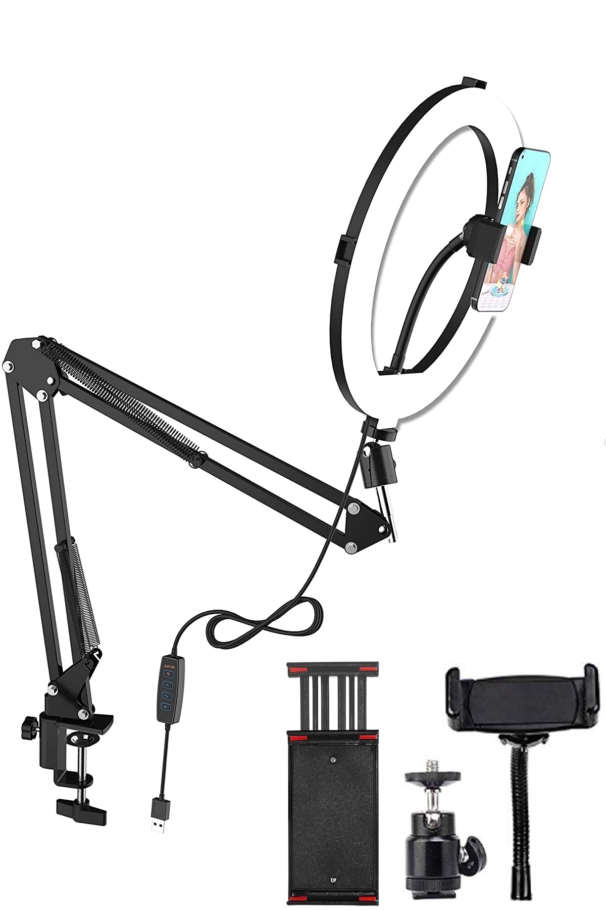 Wlue Metal Flexible Masaüstü Sıkıştırmalı Youtuber Ring Light Led Selfie Çalışma Işığı 10 Inç Halka