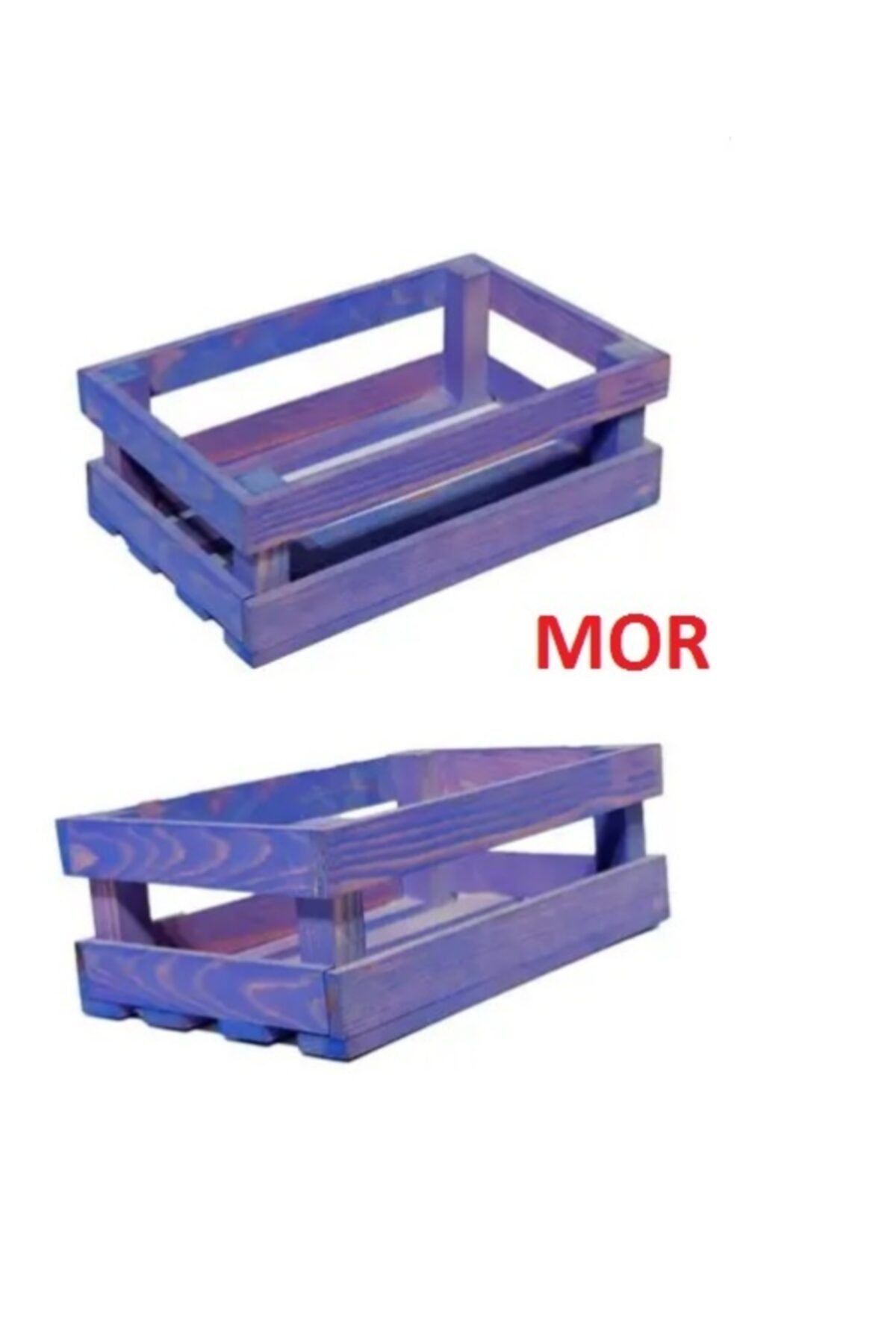 AHŞAP ATÖLYE Ahşap Kasa Raf Çiçeklik Renkli Mini Kasa Mor