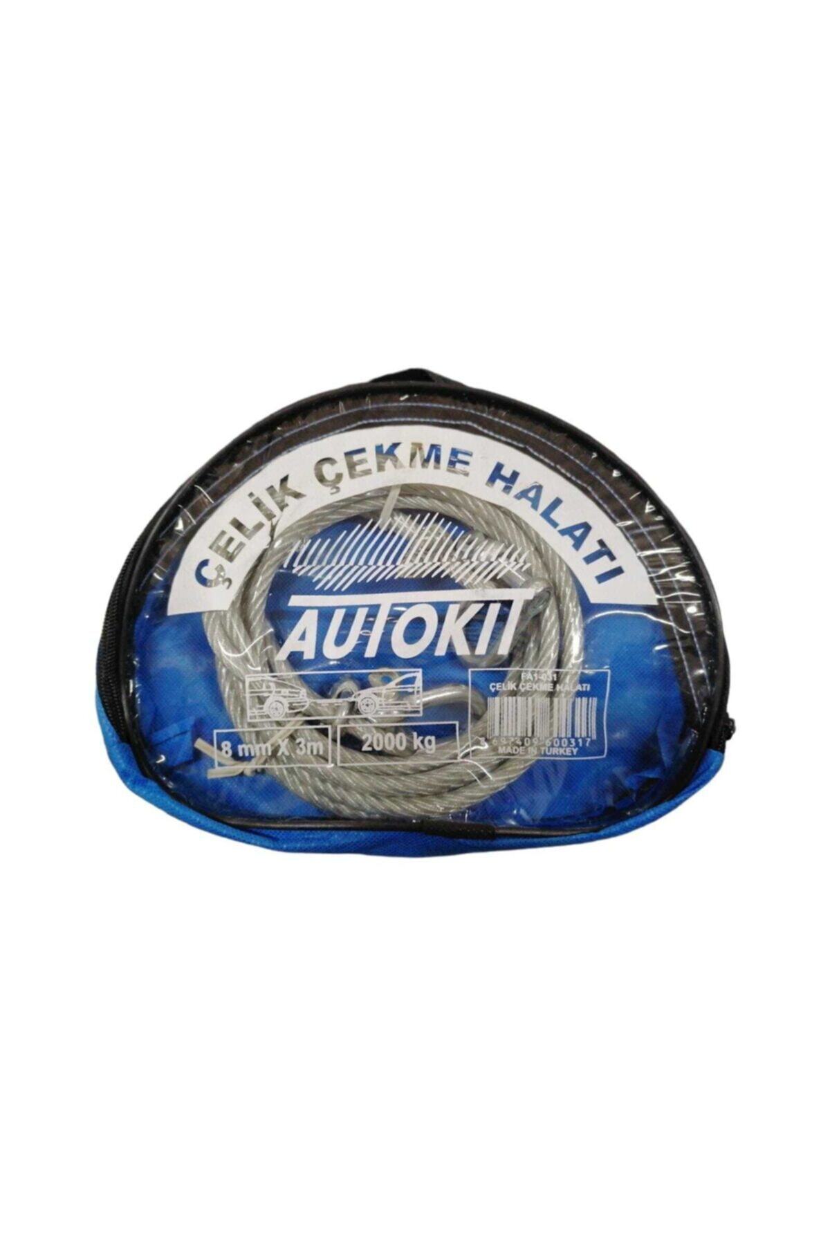 Autokit Çelik Çekme Halat 2000kg 8mm X 3m Fa1-031