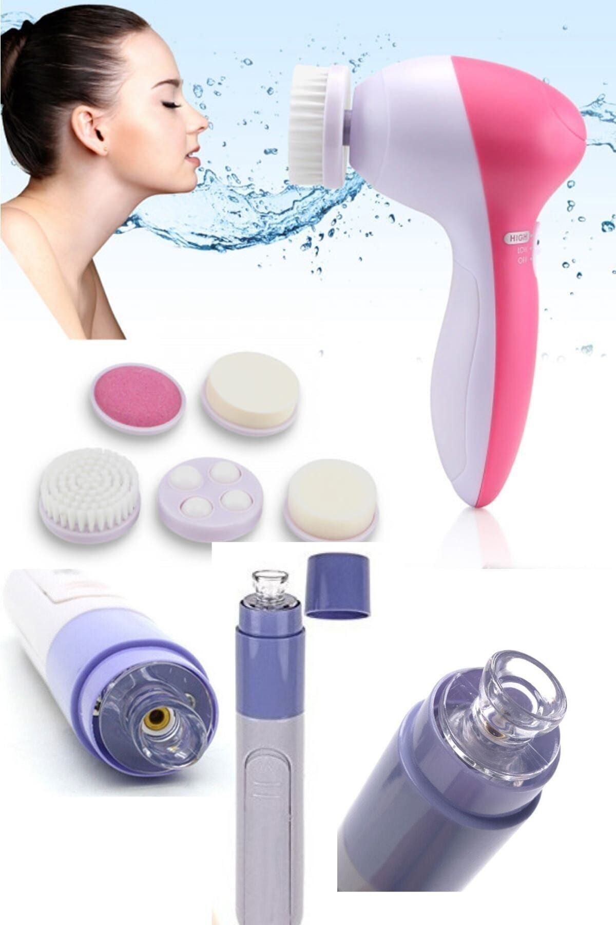 Yeşilyurt Corset Yüz, Makyaj Temizleme Fırçası 5 Başlıklı Pore Cleaner Vakumlu Siyah Nokta Temizleme