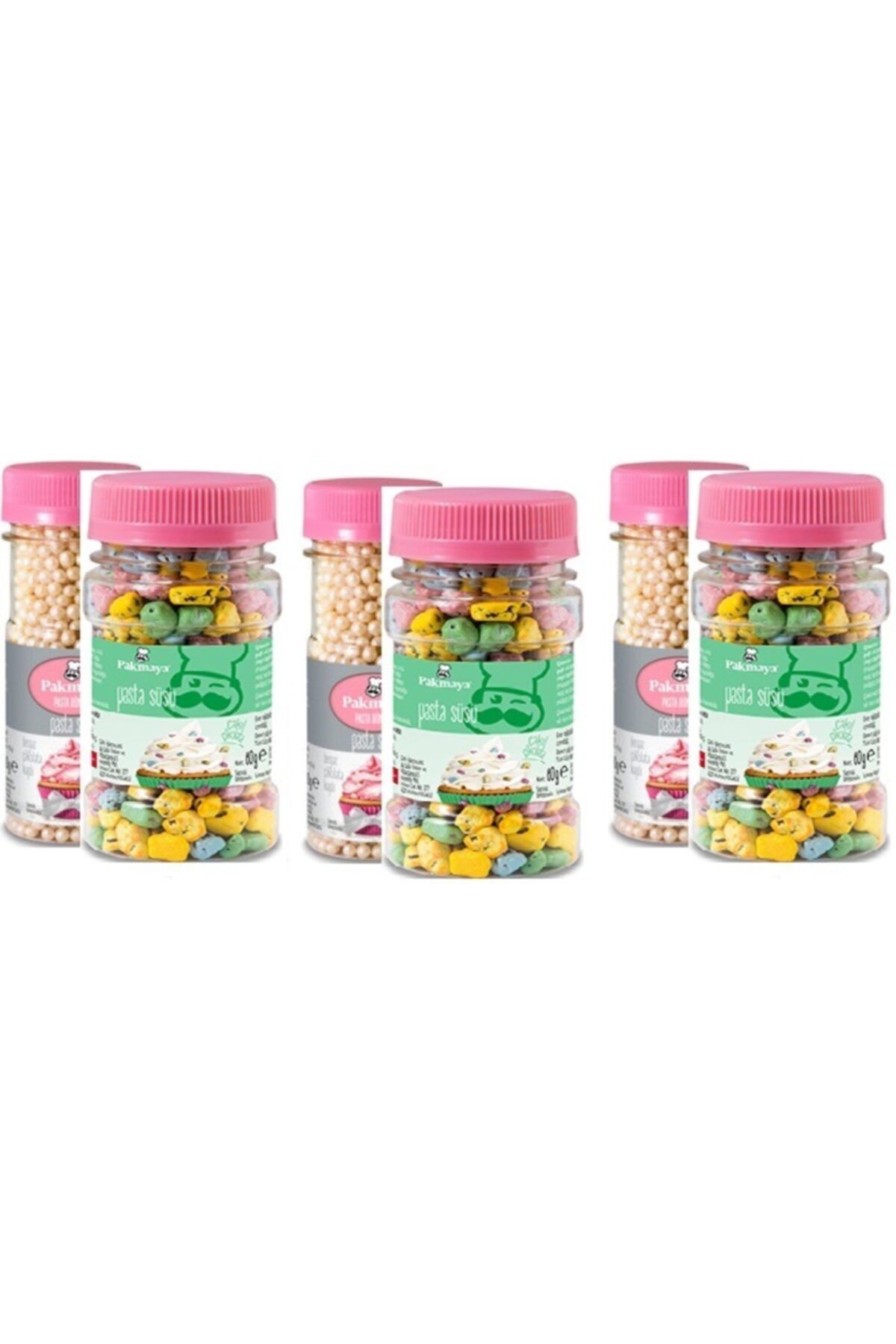 Pakmaya Pasta Süsü Sedef Boncuk Pirinç Patlağı 50 Gr X 3 Adet Pasta Süsü Çakıl Taşı 50 Gr X 3 Adet