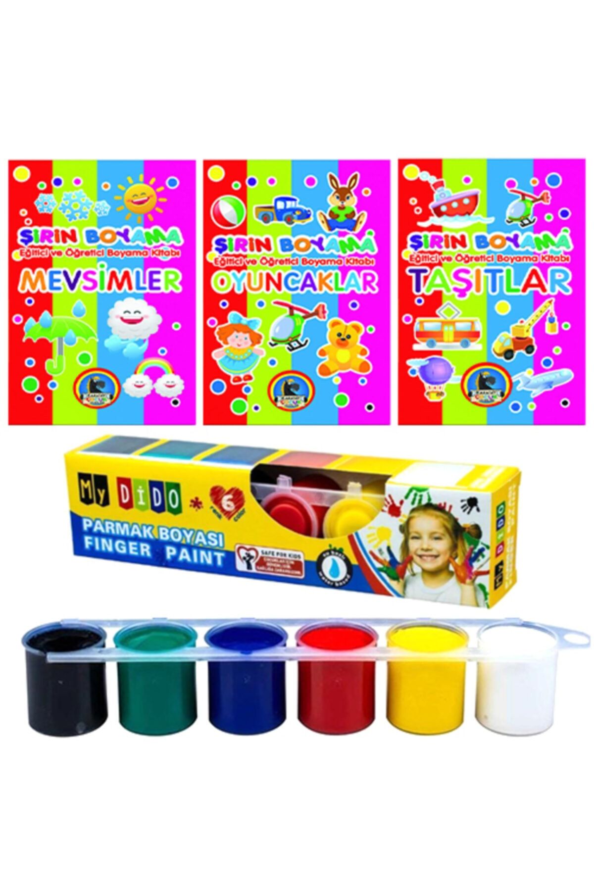 Rakun Toys 3lü Boyama Kitapları Ve Parmak Boyası 3-4 Çpy
