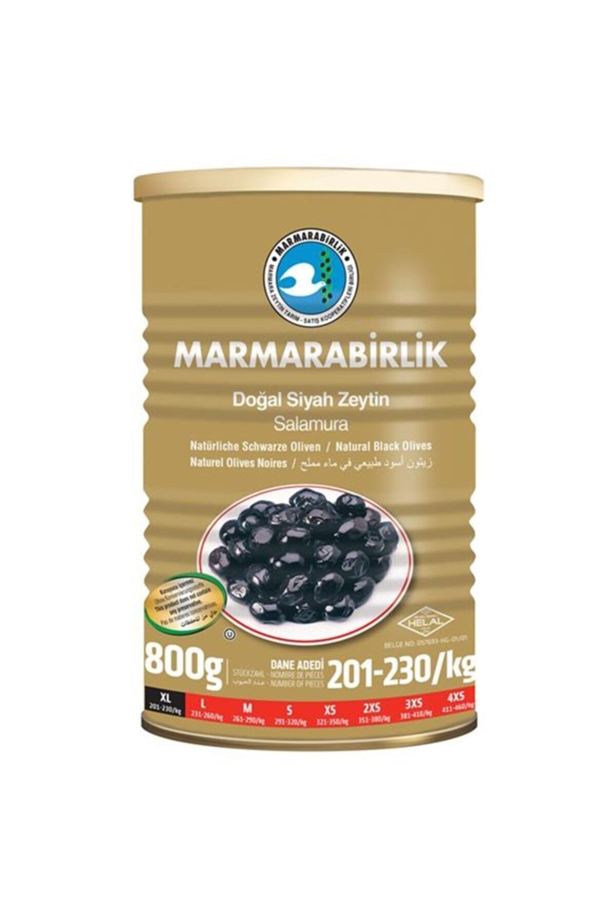 MarmaraBirlik Salamura Siyah Zeytin 800 g
