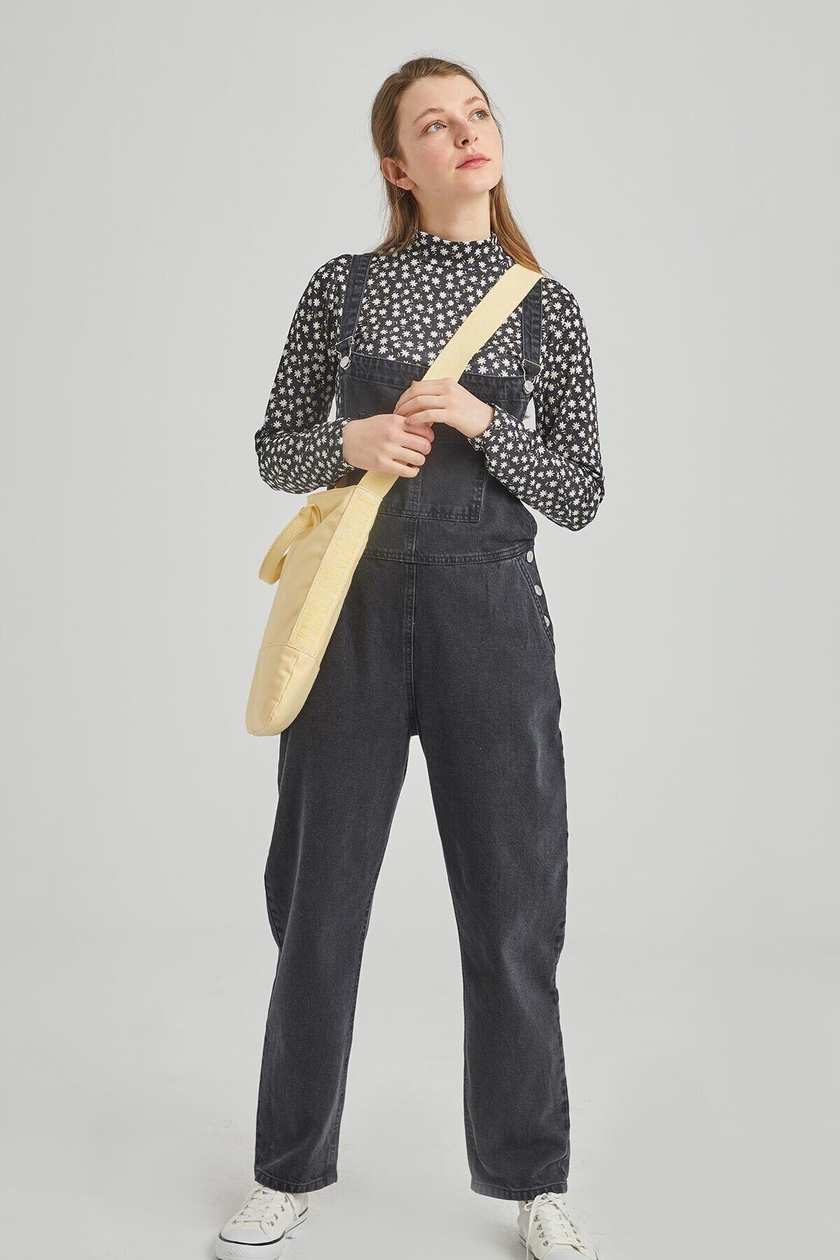 Manuka Siyah Denim Salopet