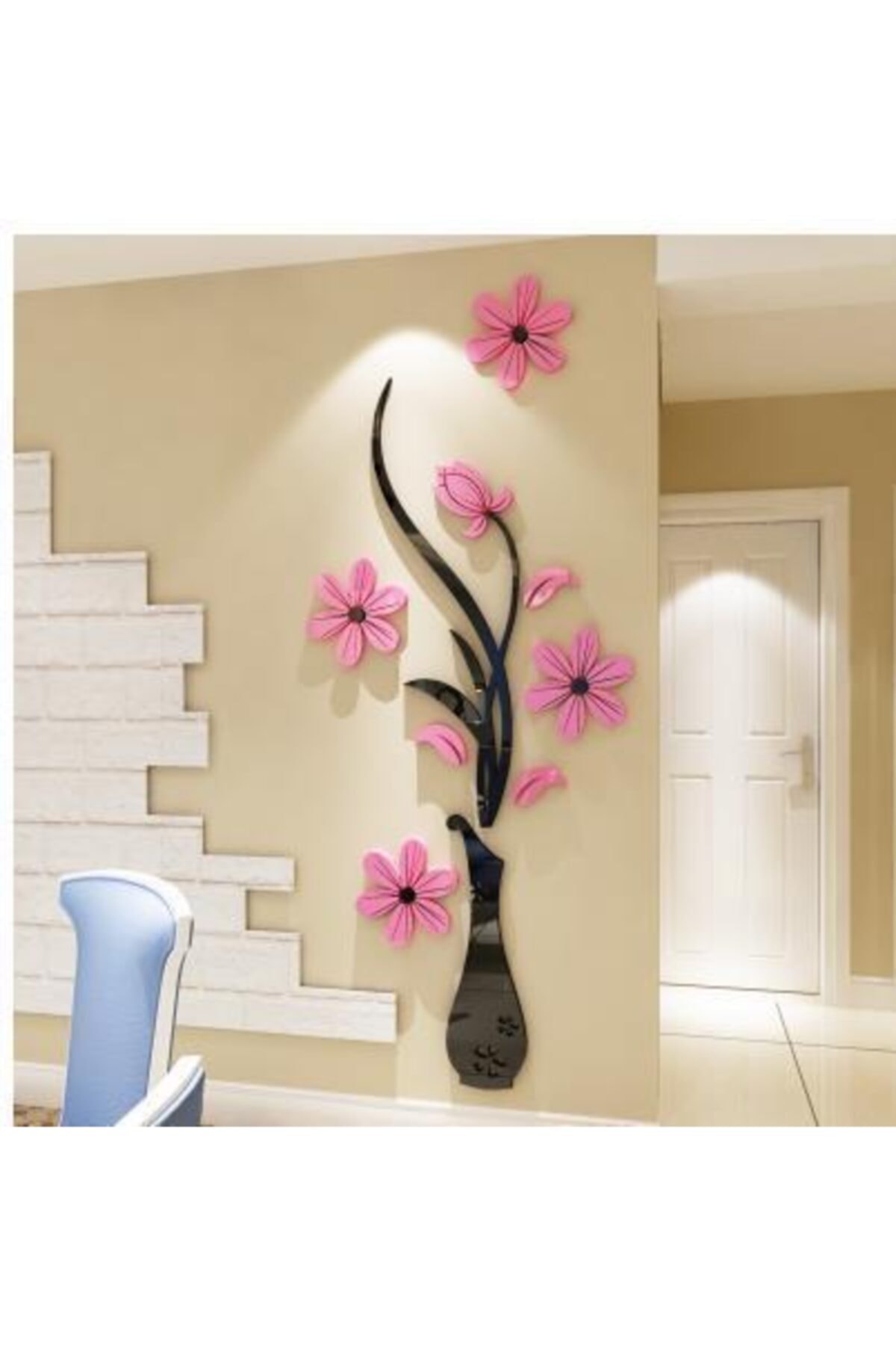Abaküs Vazolu Çiçek Hediyelik Ahşap Duvar Süs Dekoratif 1metre*46cm Ebatında