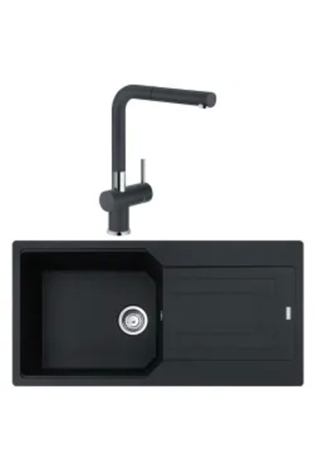 Franke Urban Ubg 611-100 Tek Gözlü Granit Eviye + Active Plus Doccia Armatür (nero)