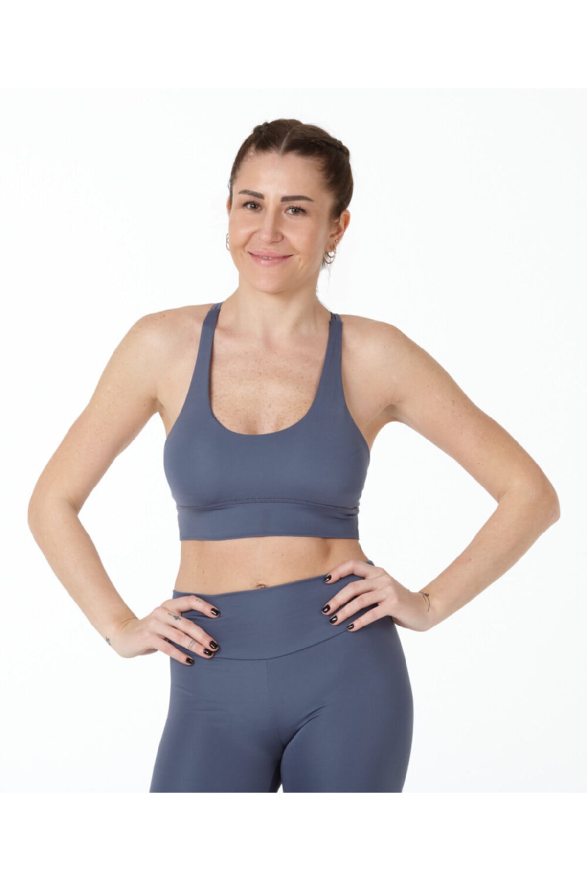 Nui Yoga Petrol Mavisi Sırtı Çapraz Bantlı Spor Sütyen