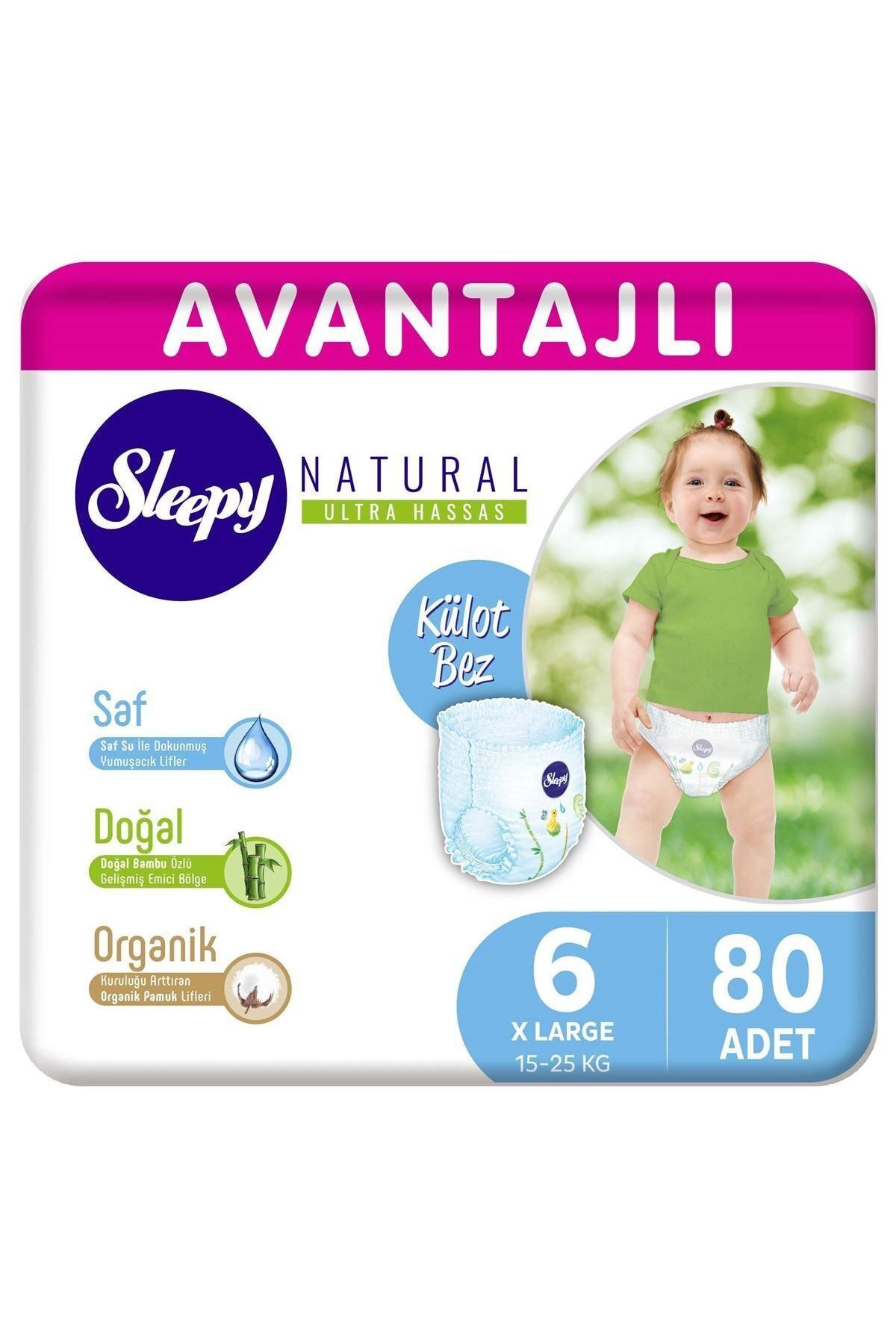 Sleepy Natural Avantajlı Külot Bez 6 Numara Xlarge 80 Adet