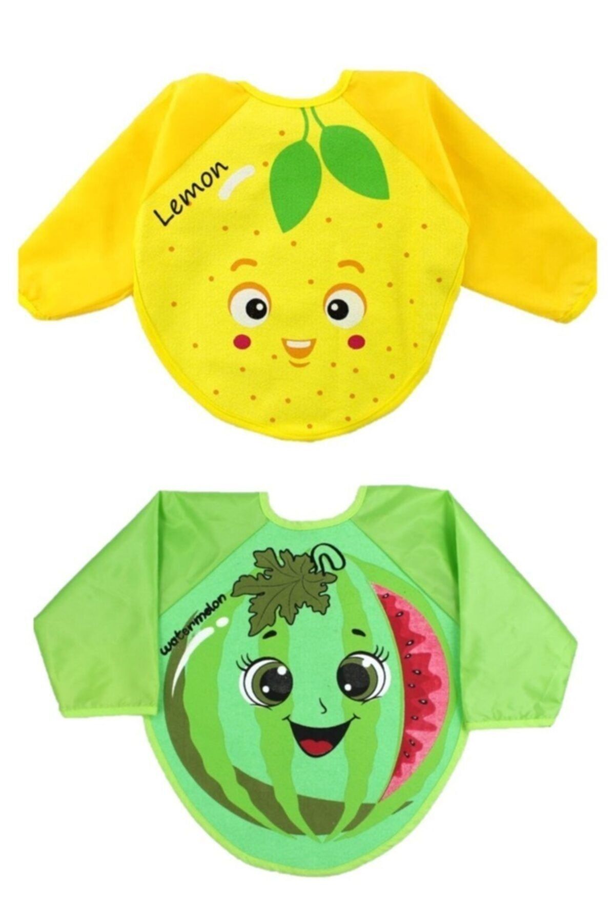 BEBEDONAT Limon Ve Karpuz Motifli Su Geçirmez Ikili Kollu Mama Önlüğü