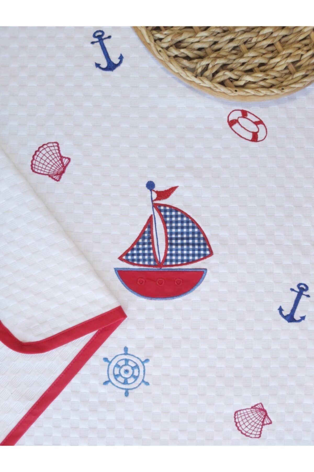 mellowbabystore Kırmızı Yelken Desenli Bebek Pikesi