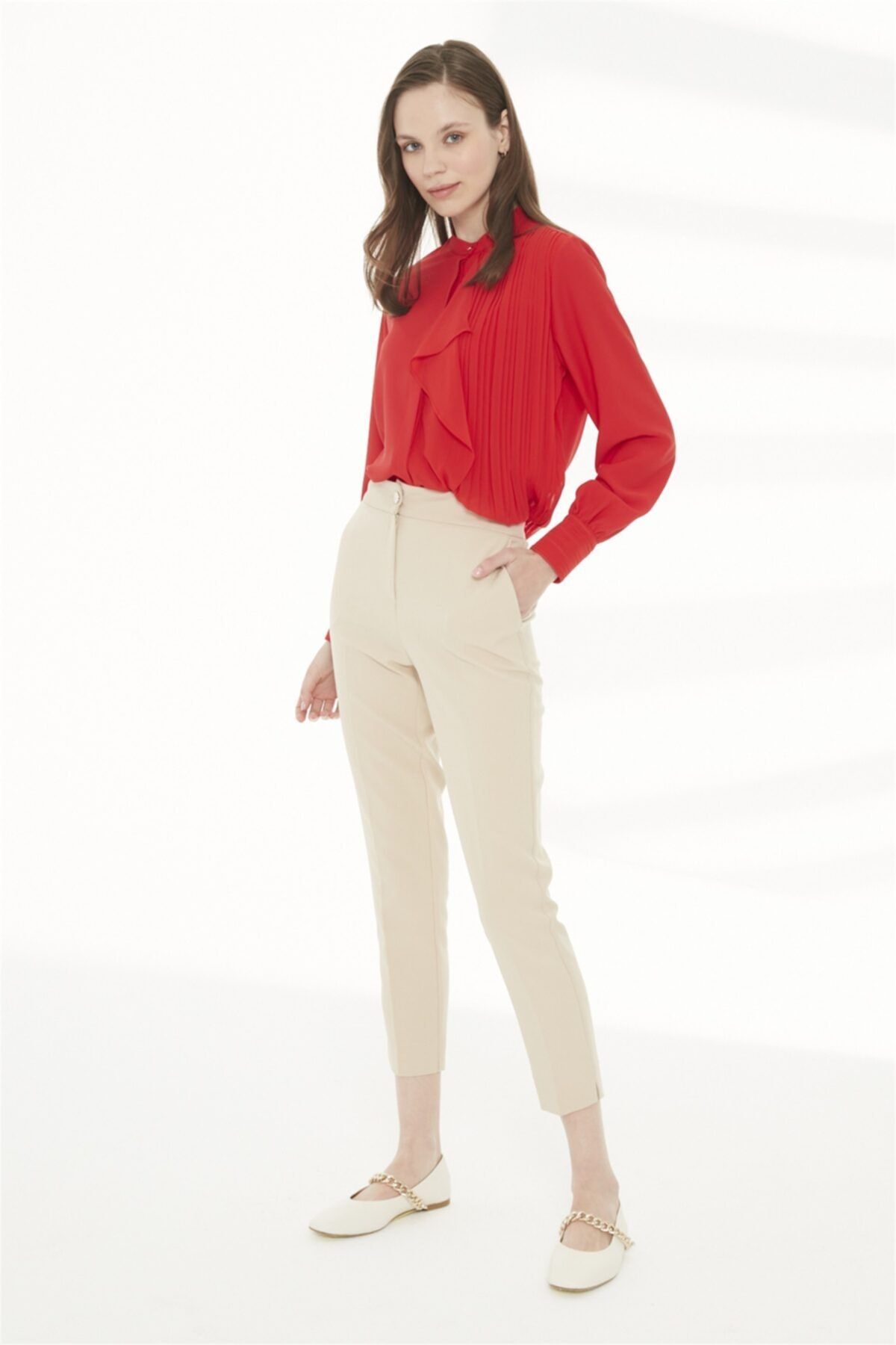 Zühre Kadın Bej Pantolon P-0024