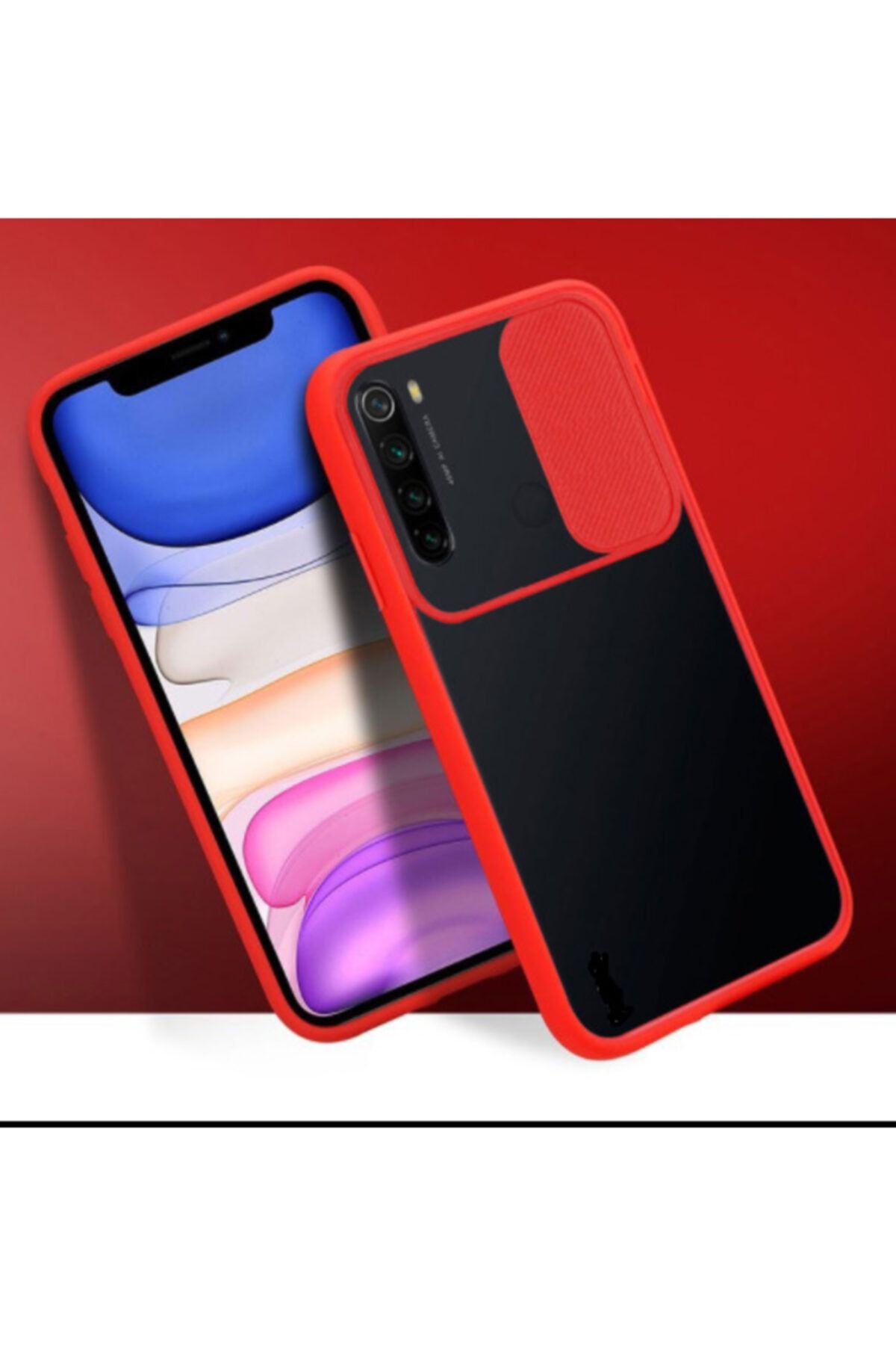 POİNTECH Xiaomi Redmi Note 8 Uyumlu Sürgülü Kamera Korumalı Kılıf