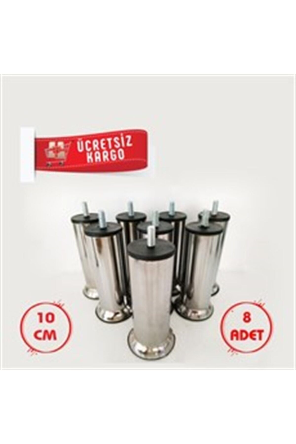 Marka Baza Koltuk Kanepe Ayağı Civatalı 10 Cm (8 Adet) 3/8 Kalın Diş
