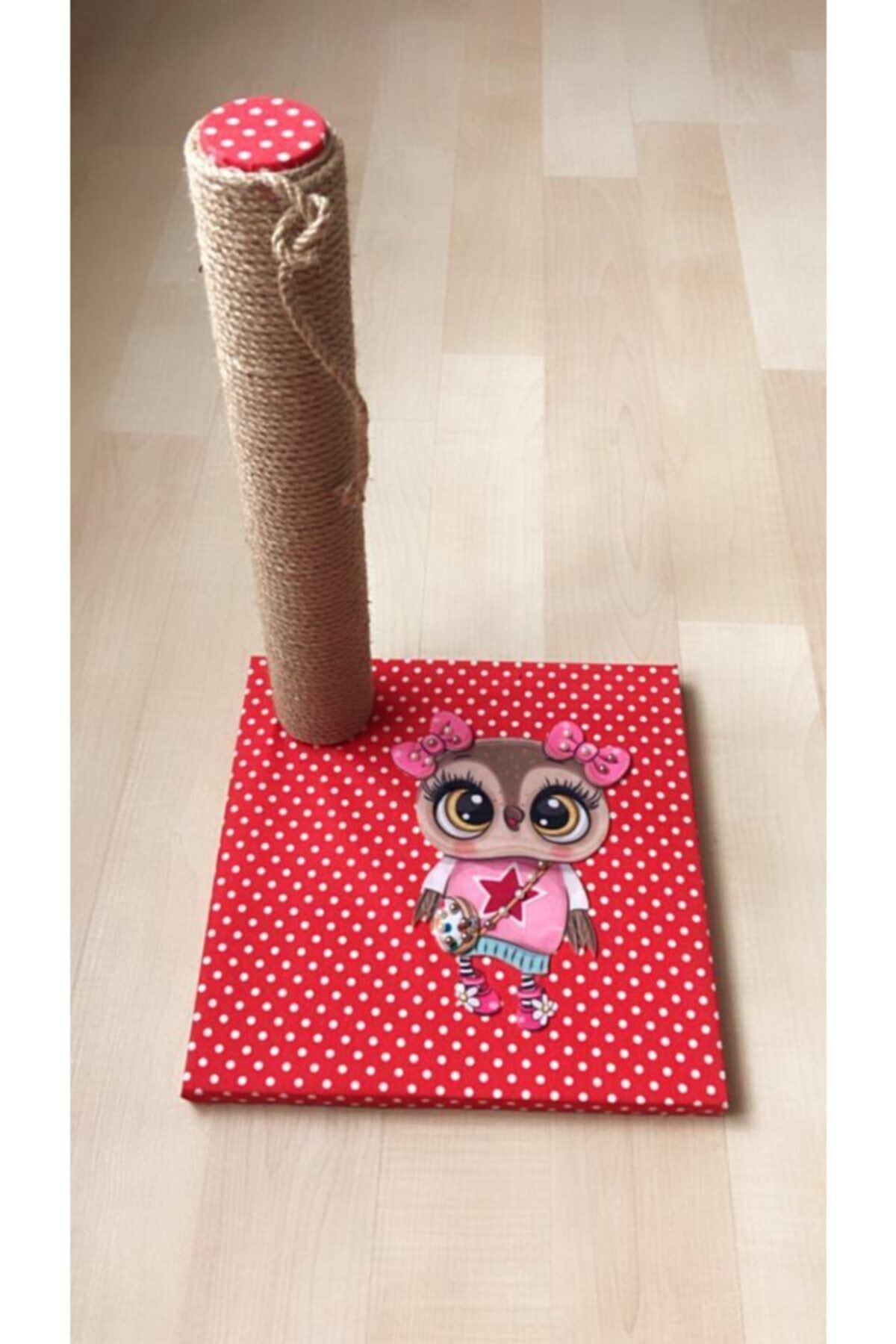 HOBİ 40cm Kedi Tırmalama 3boyutlu Desenli Kırmızı Kumaş