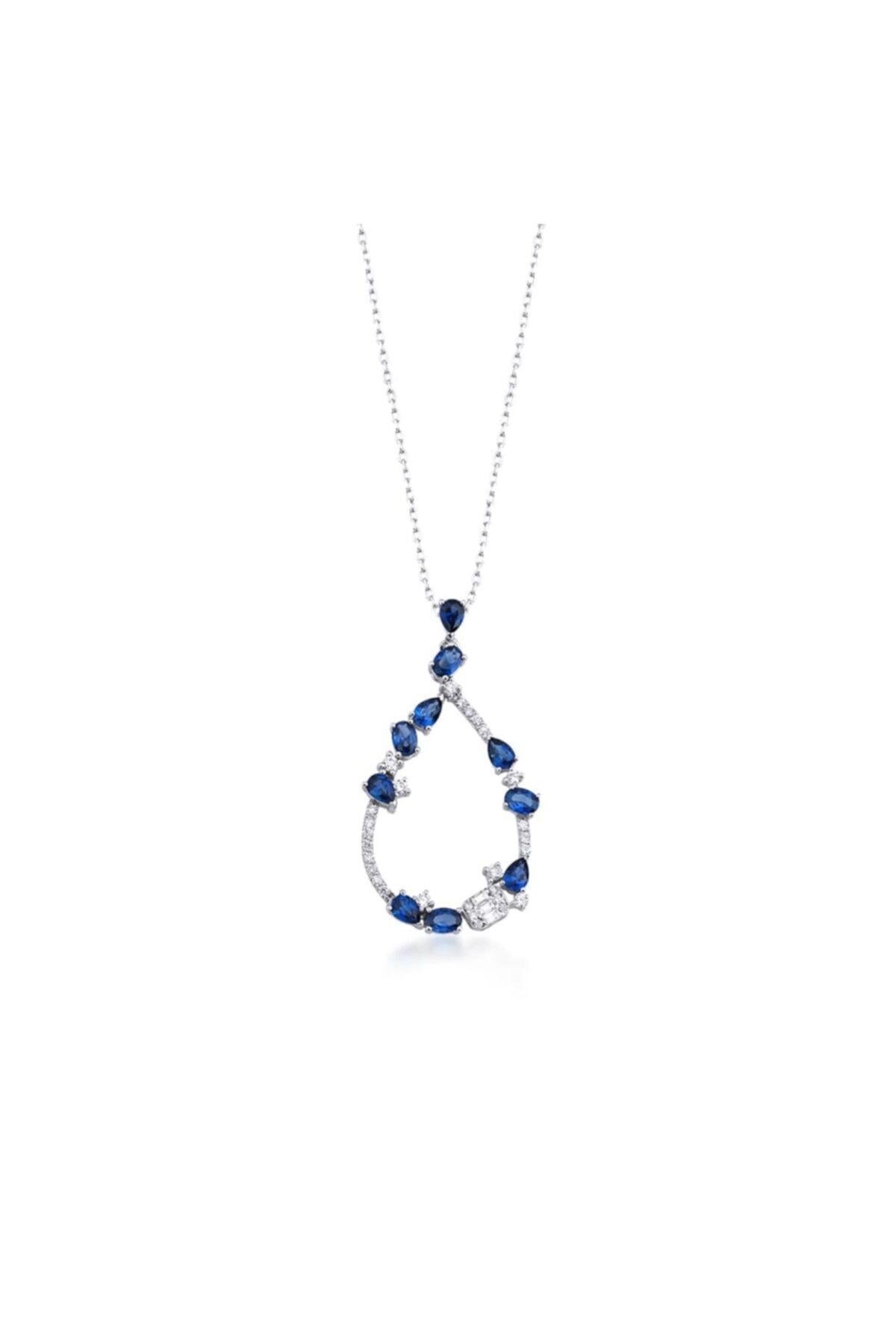 Barok Diamond 1,19 Safir Taşlı Pırlanta Kolye 0,27 Ct E Vs 18k