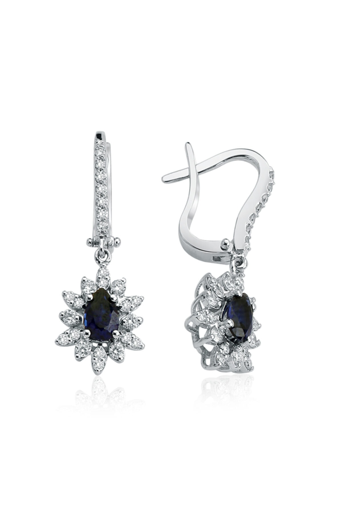 Barok Diamond Pırlantalı Safir Küpe 0,60 Ct. 18k