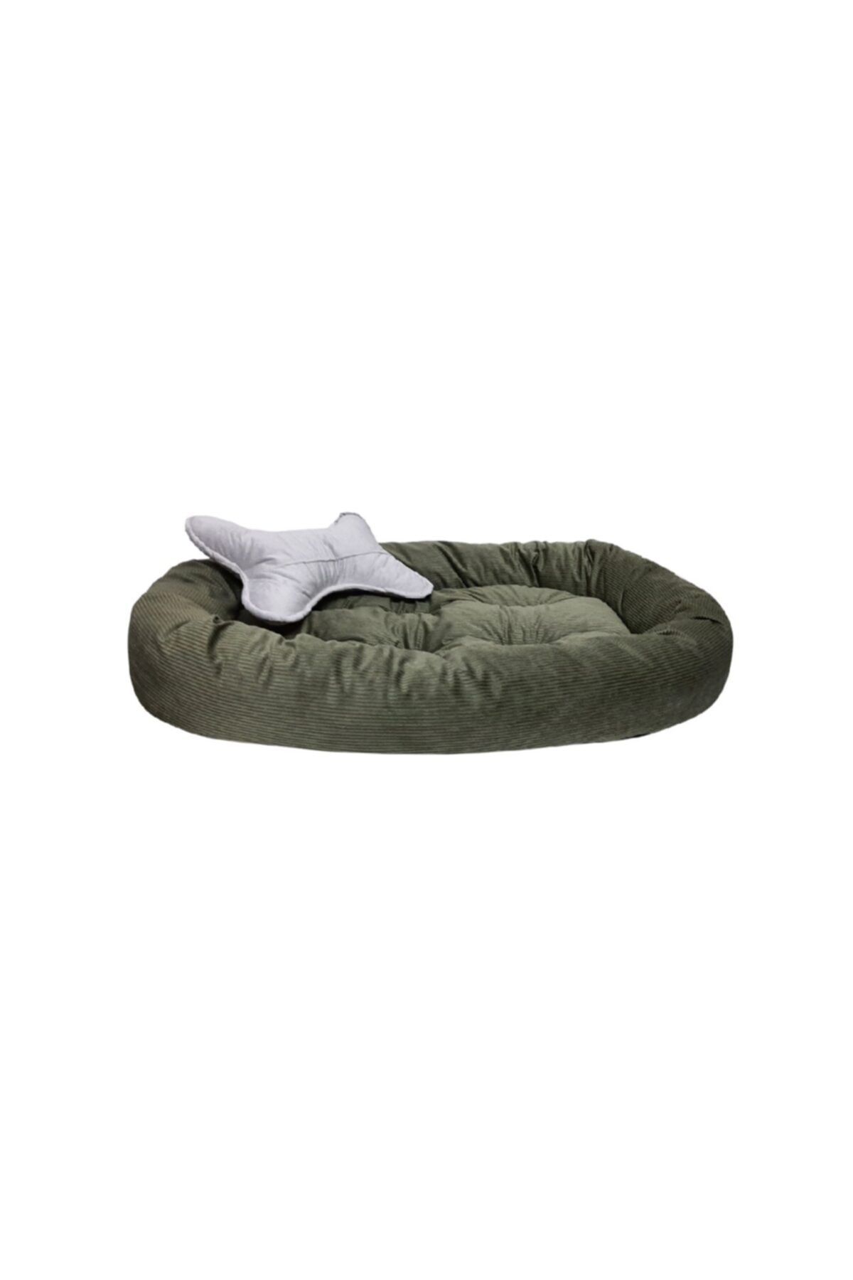Patili Evler Kemik Yastıklı Oval Iç Mekan Köpek Yatağı Large 60x80 Cm Yeşil