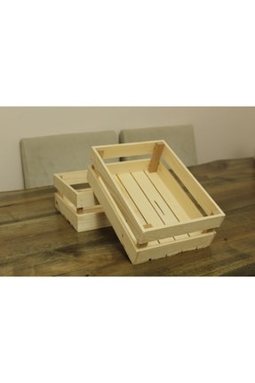 30x20x10 Ebatında Natural Ahşap Kasa Sandık Raf Organizer Seti Image 0