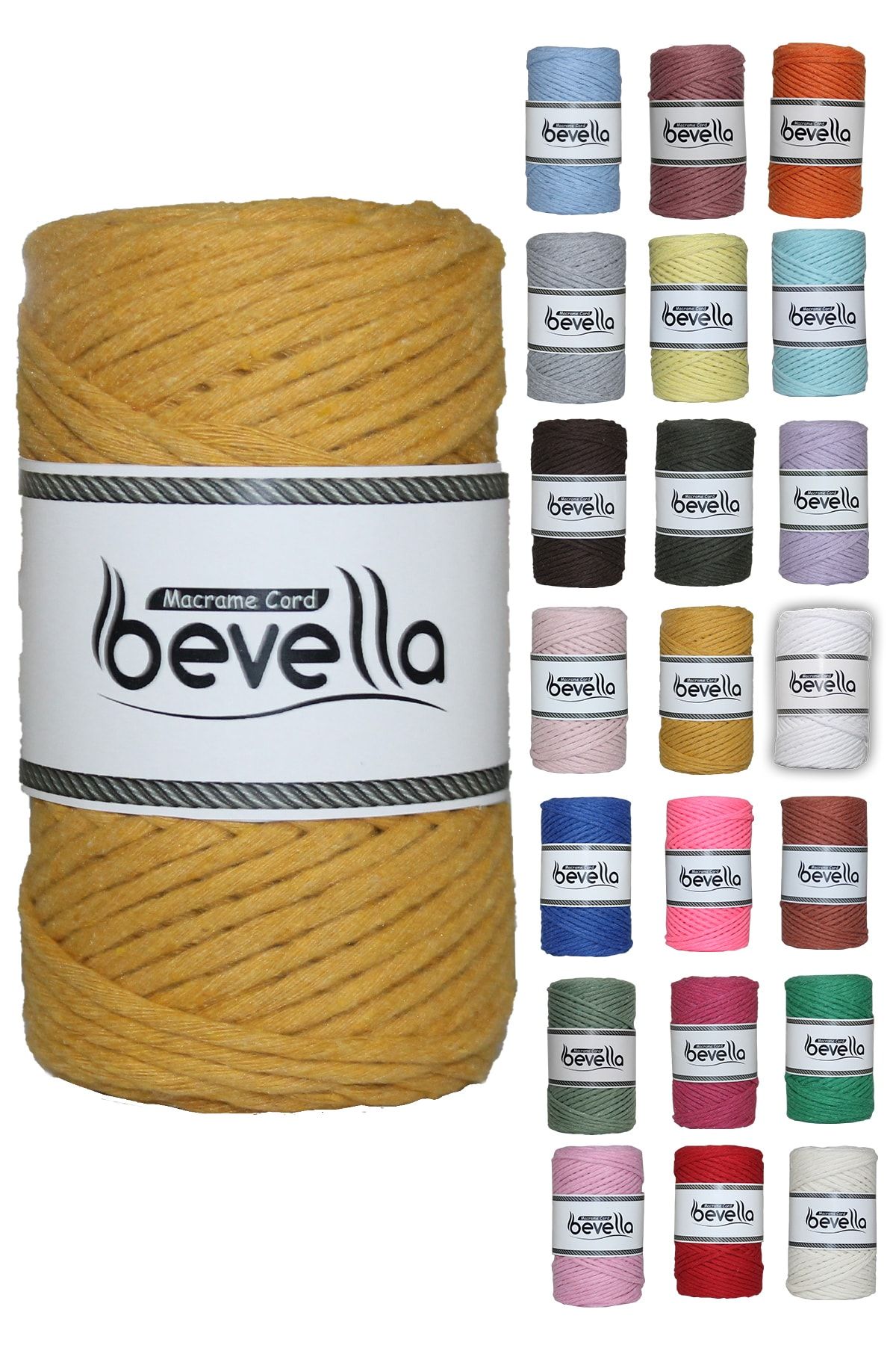 Bevella Macrame Cord Knitting Rope - Yellow - Polyamide