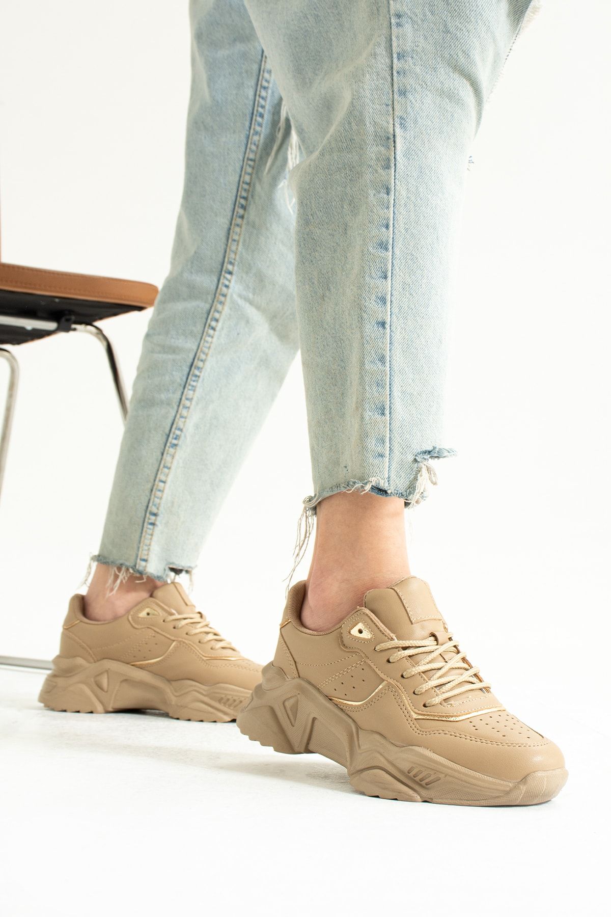 nan Ayakkab Sneakers Beige Flat Trendyol