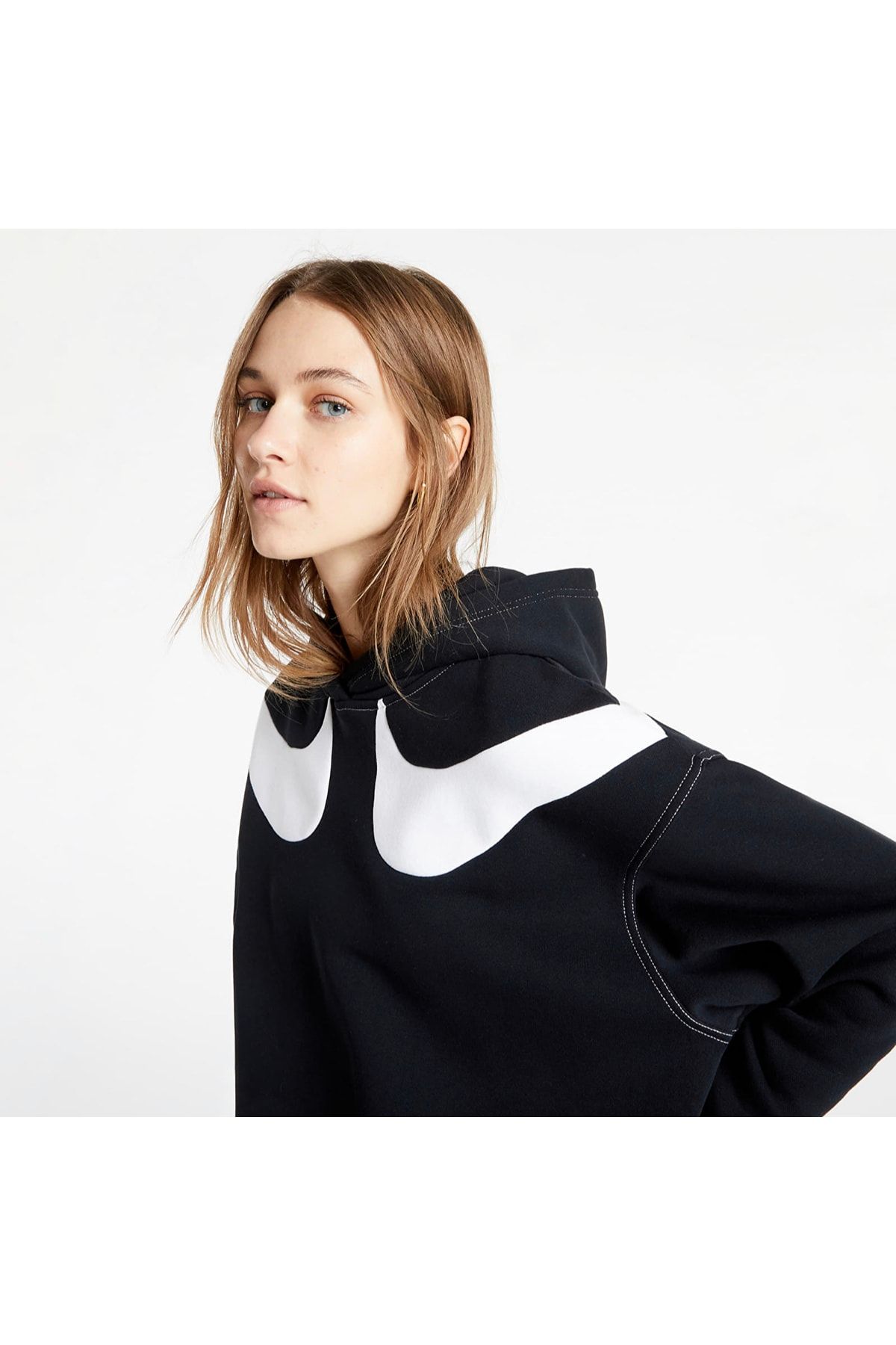 Nike Sportswear Swoosh Women s Black Hooded Sweatshirt Trendyol