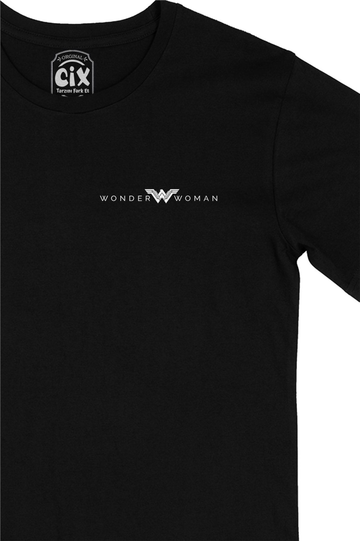 Cix Black T Shirt with Wonder Woman Pocket Logo Design Trendyol