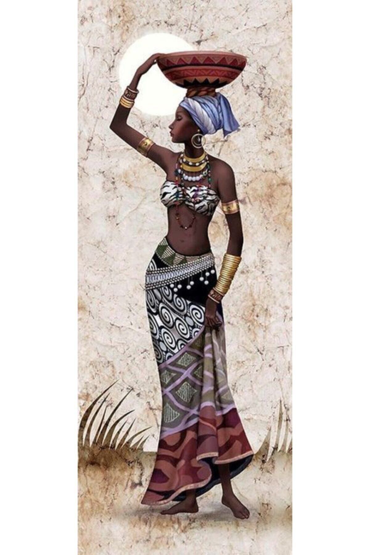 RAMAZANNAKİSVEHOBİ Sayılarla Boyama Çerçeveli  Numaralı Akrilik Boya Seti Afrikalı Kız Rb2 30 x 40 cm