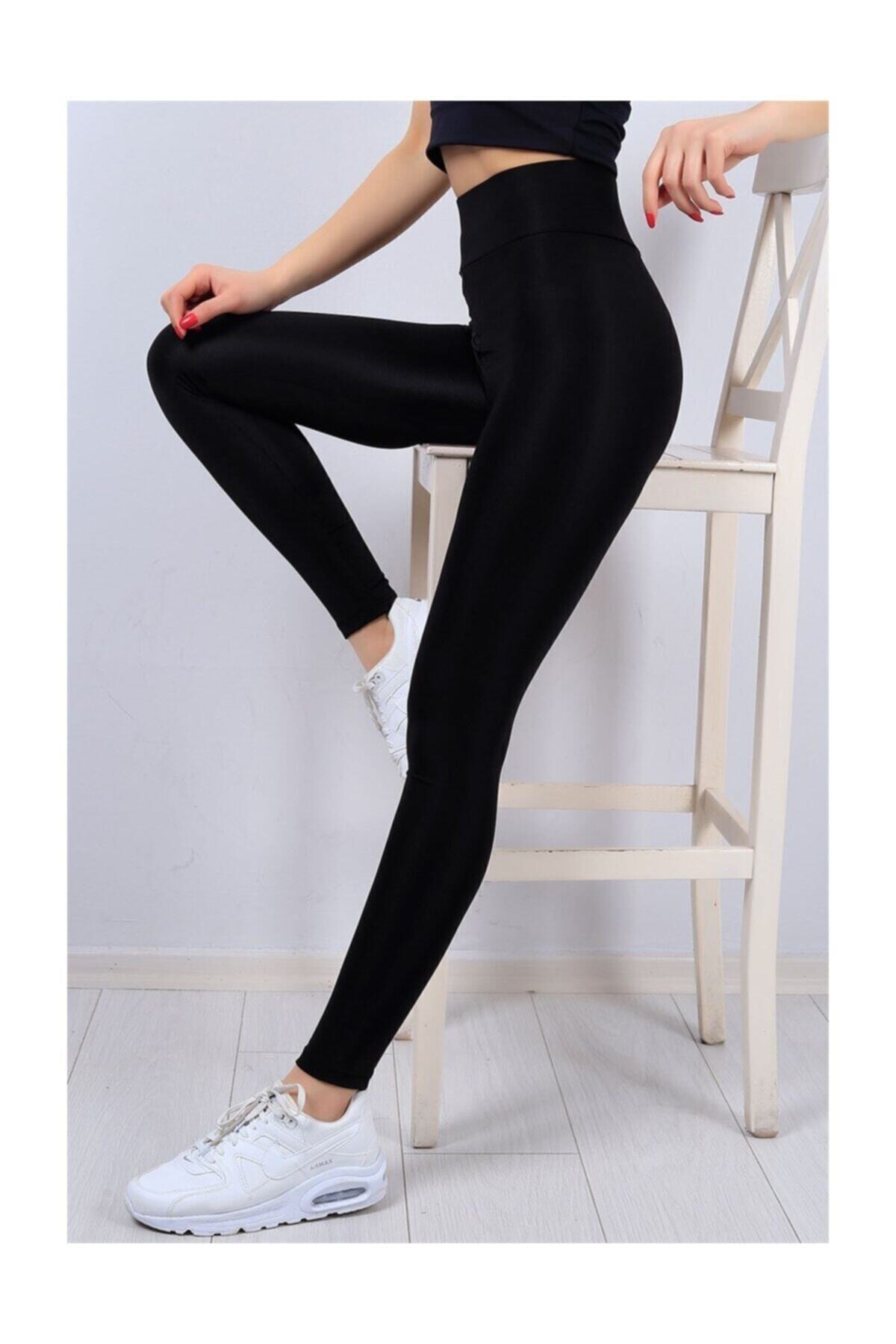 Modaruba Esemod Kadın Siyah Toparlayıcı Günlük Spor Şık Rahat Push Up Yüksek Bel Slim Fit Tayt