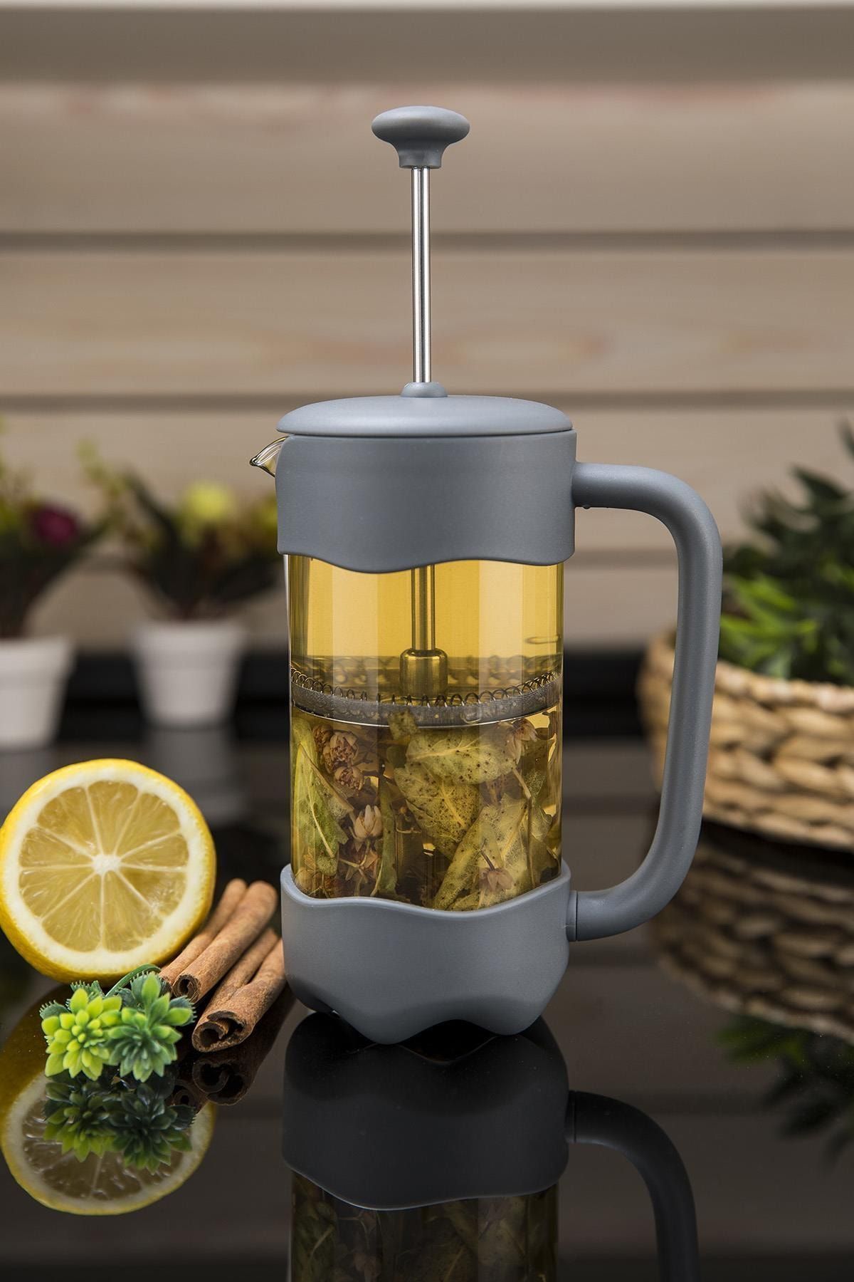 Doreline Cam  Gri Lüx French Press 350 ml