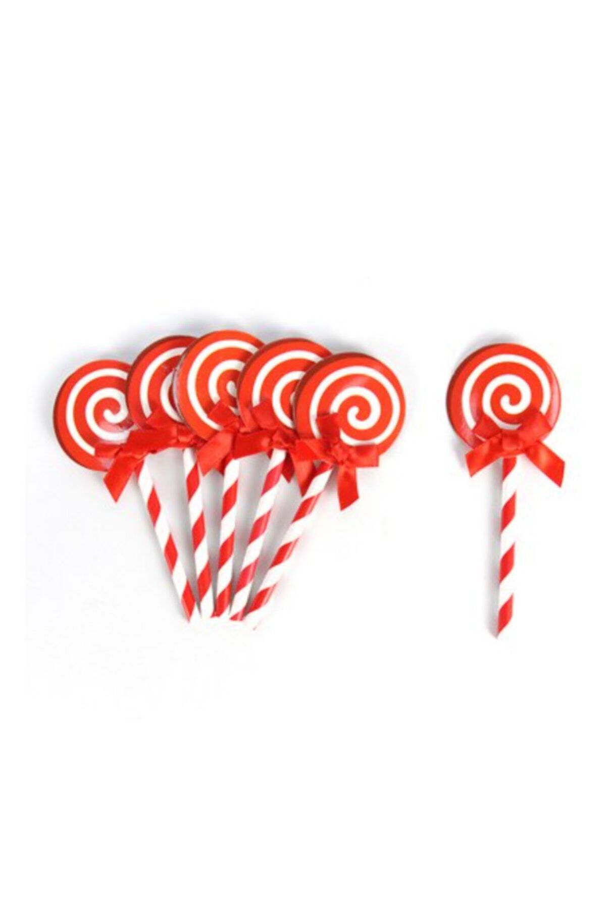 Colorofstory 6'lı Kırmızı Lolipop Doğum Günü Cake Topper