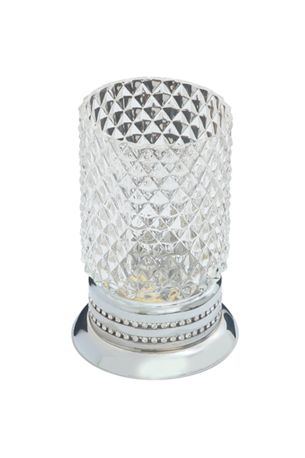 Comfort Style Chrome Set Üstü Pirinç-baklava Cam-taşlı Desen Diş Fırçalık 9250