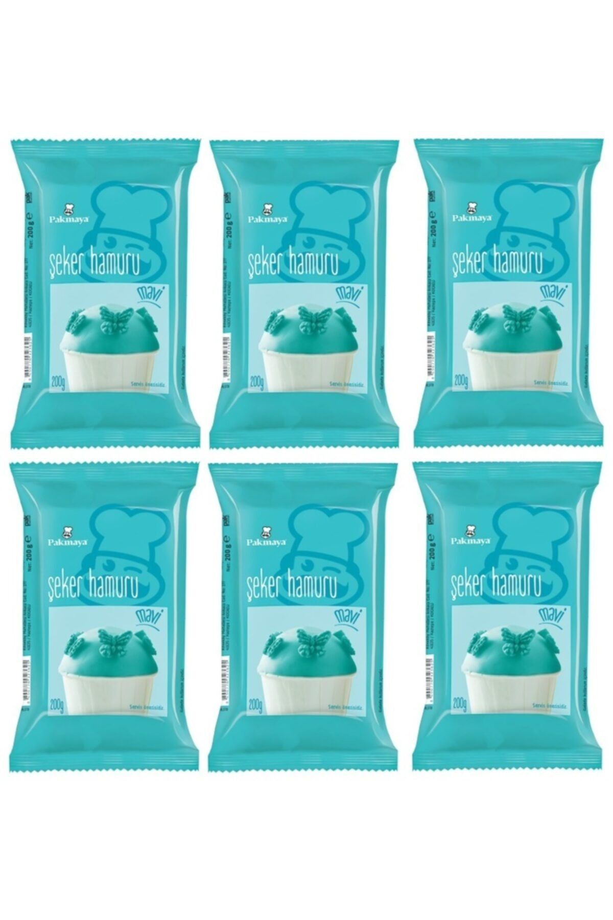 Pakmaya Şeker Hamuru Mavi 200 Gr X 6 Adet