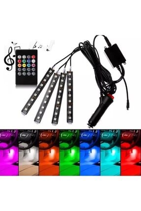 Ayak Altı Led Kumandalı Araç Içi Aydınlatma 4 Lü Sese Duyarlı Rgb Image 0