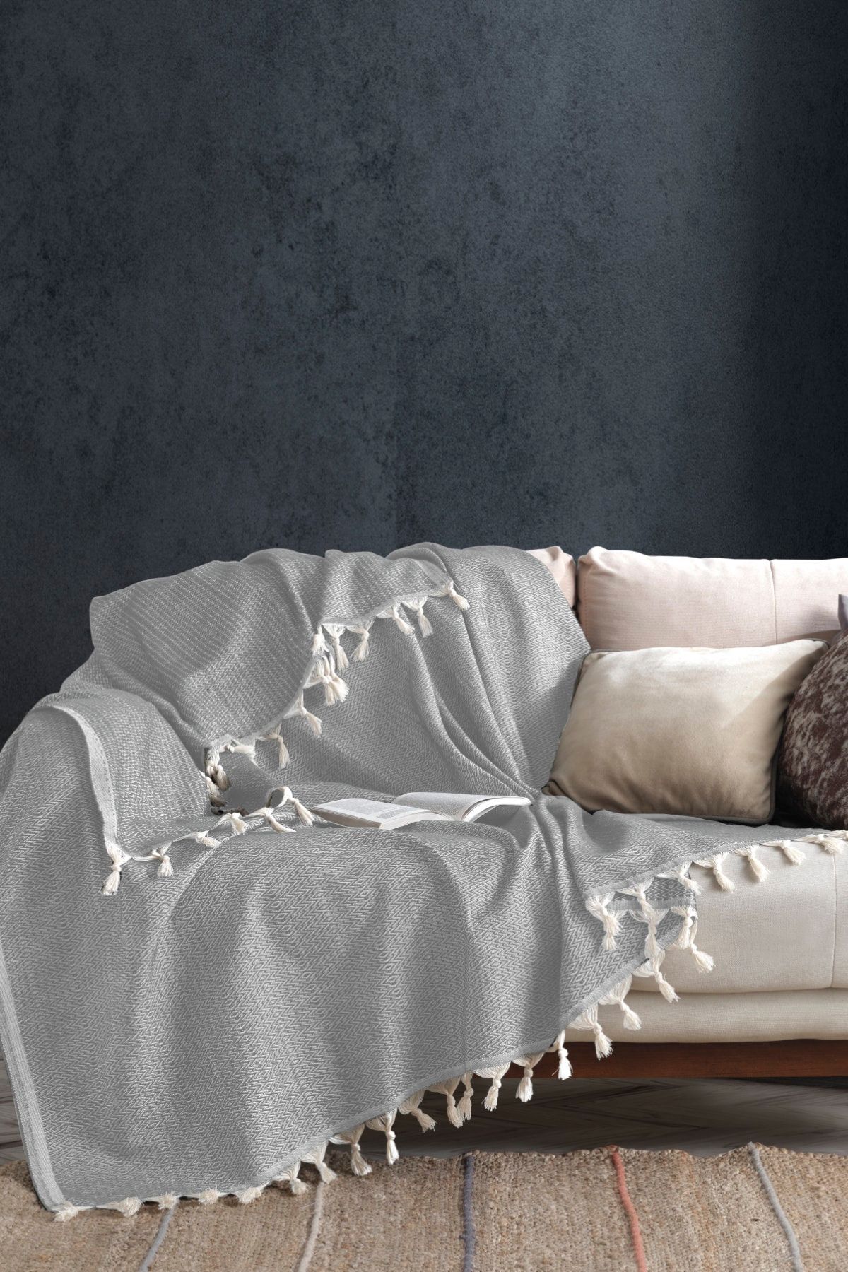Viaden Home Natural Koltuk Örtüsü 170x230 Cm Jungle - Açık Gri