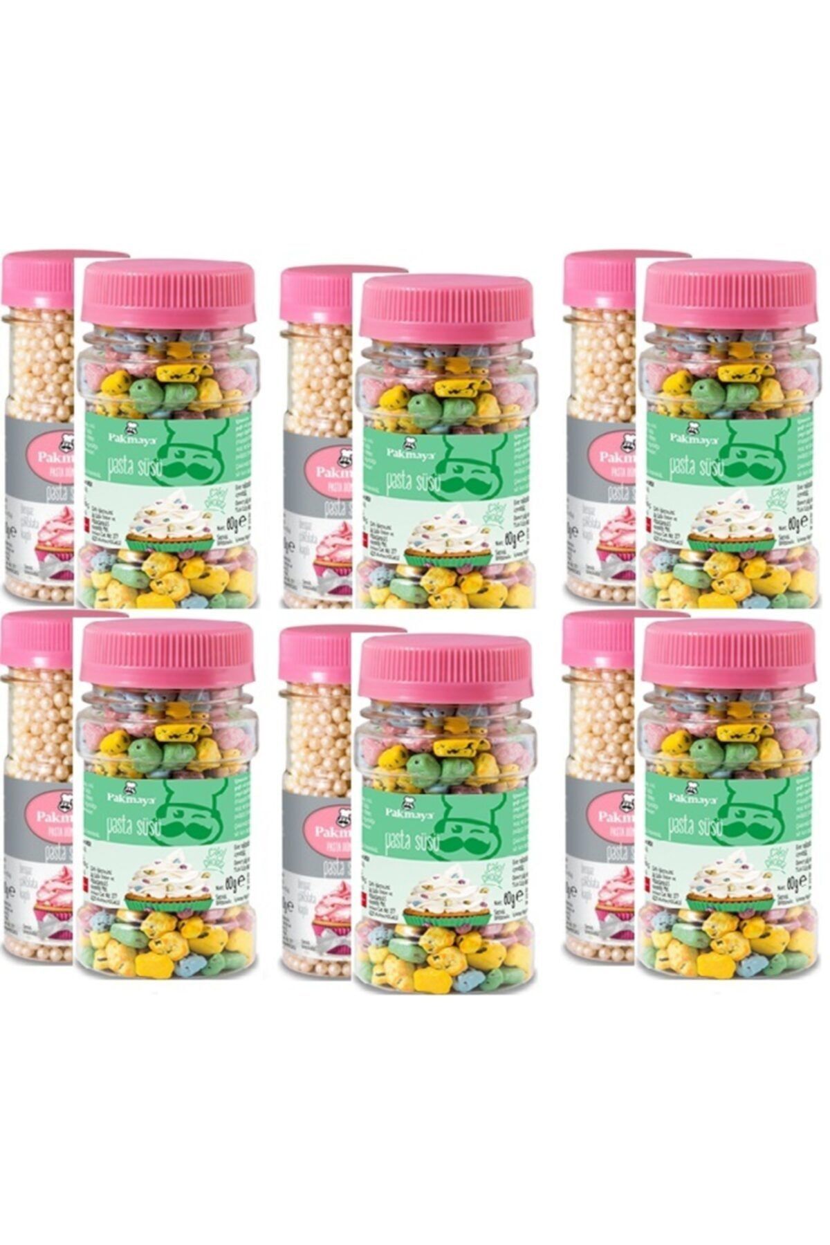 Pakmaya Pasta Süsü Sedef Boncuk Pirinç Patlağı 50 Gr X 6 Adet Pasta Süsü Çakıl Taşı 50 Gr X 6 Adet