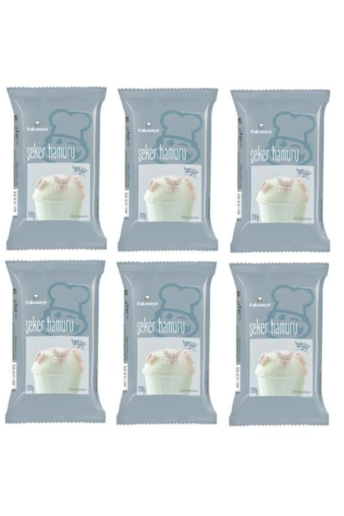Pakmaya Şeker Hamuru Beyaz 200 Gr X 6 Adet