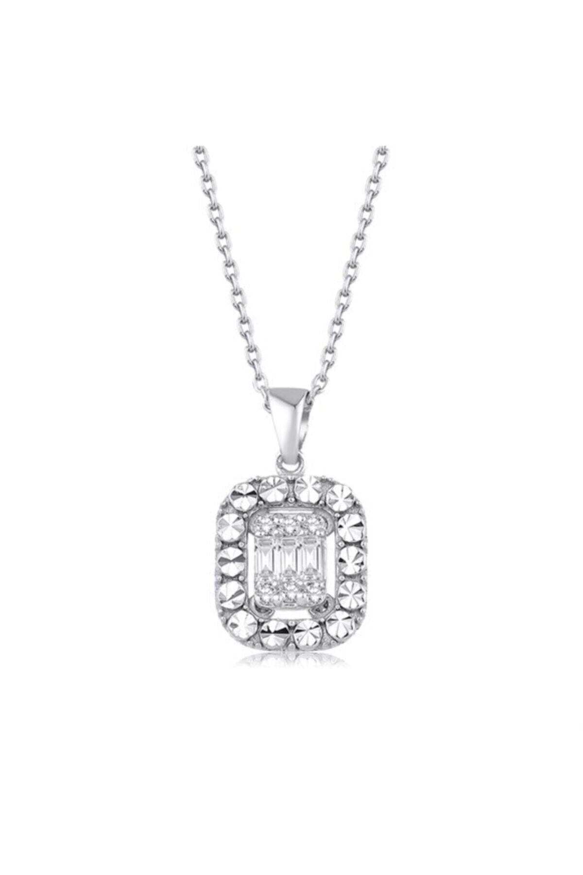 Lotus Diamond 0.14 Karat Pırlanta Baget Kolye