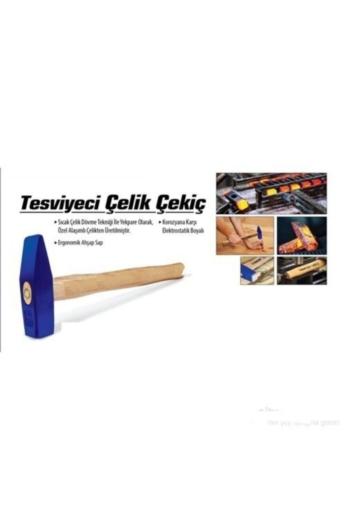 Filonline Mavi  Çelik  Ağaç Saplı Tesfiyeci Çekiç  200 Gram