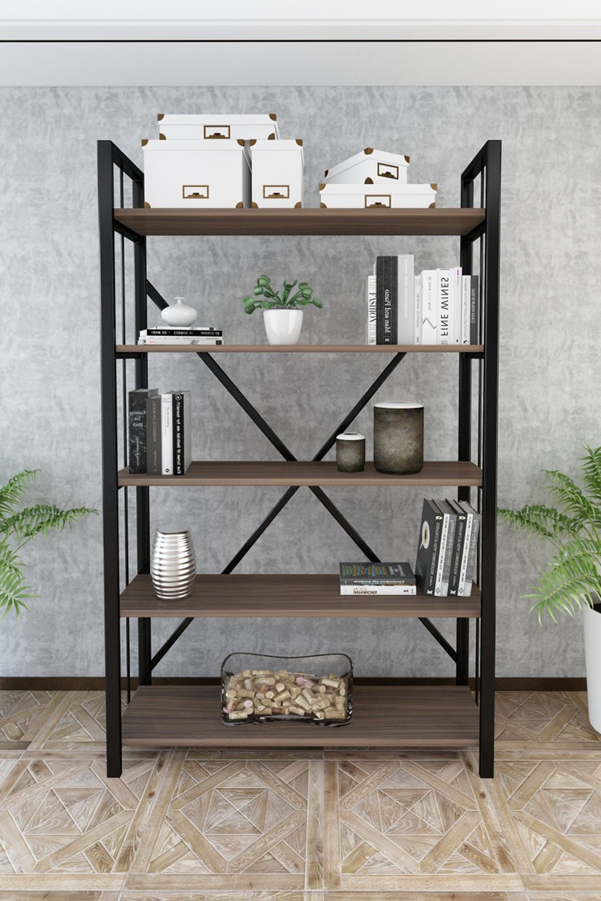 wood house eftelya kitaplik ceviz fiyati yorumlari trendyol
