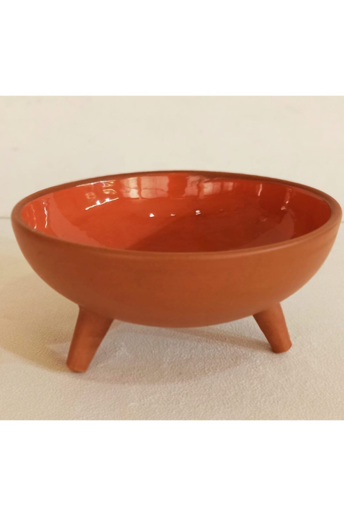 Güray seramik Turuncu Naturel Ayaklı Kase Ve Saksı 21 Cm