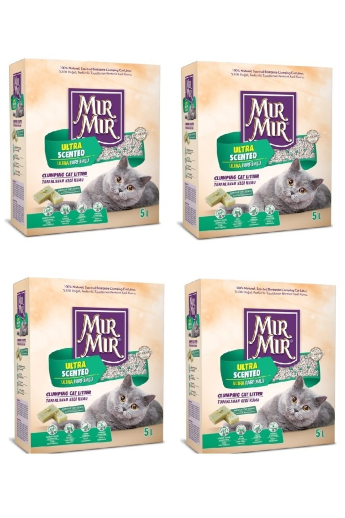 Mır Mır Bentonit Ultra Parfümlü (marsilya Sabun Kokulu)kedi Kumu 5 Lt * 4 Adet
