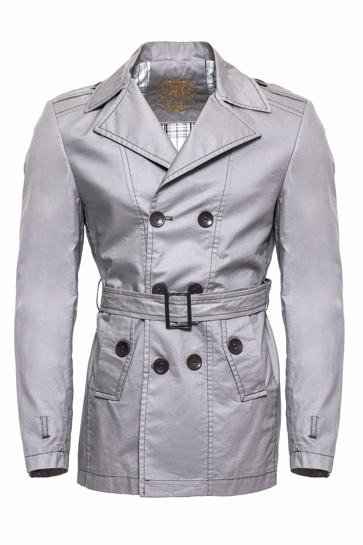 Wessi Erkek Kruvaze Slim Fit Trençkot