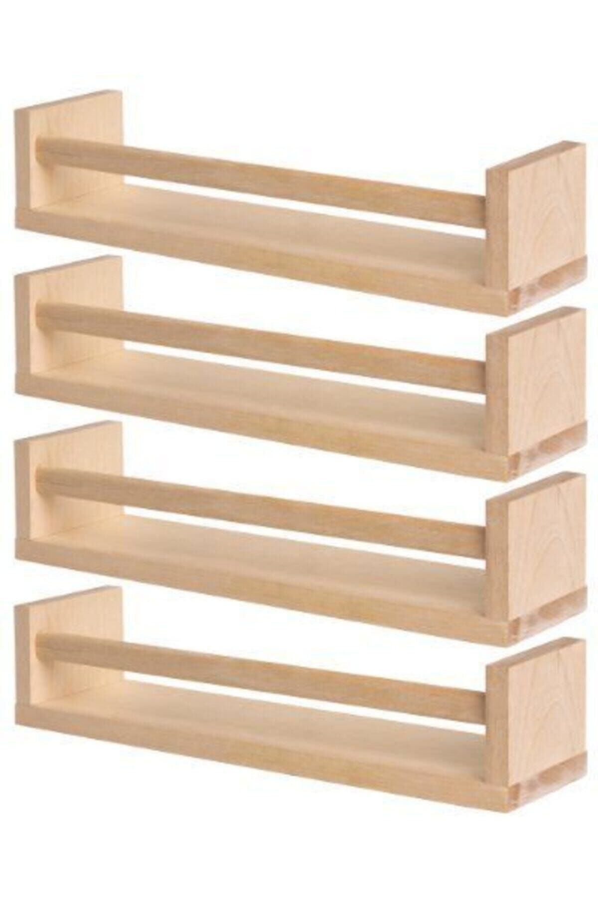 NO:5 Furniture Design Bej Ahşap Çocuk Odası Duvar Rafı 15 cm 4 Adet