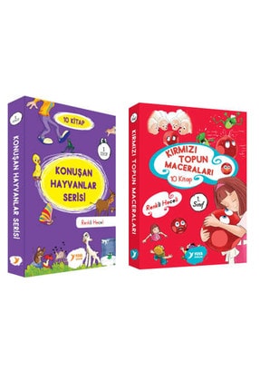 Konuşan Hayvanlar-kırmızı Topun Maceraları 1.sınıf 10 + 10 Kitap Renkli Hece Image 0