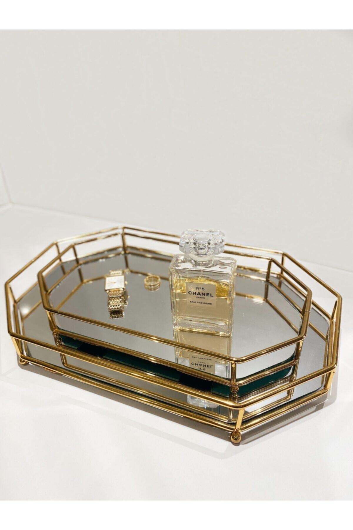 Sillage Home Aynalı Sunum Tepsisi Söz Nişan Tepsisi Takı Düzenleme