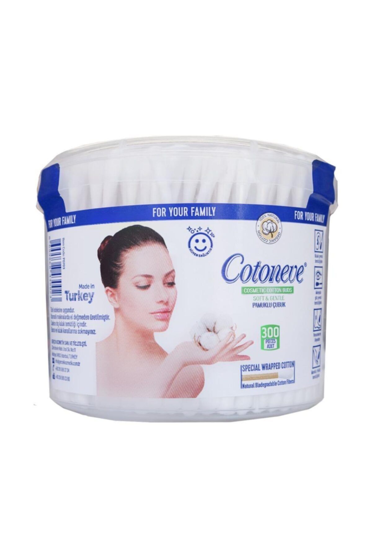 Cotoneve Pamuklu Kulak Temizleme Çubuğu 300 Adet