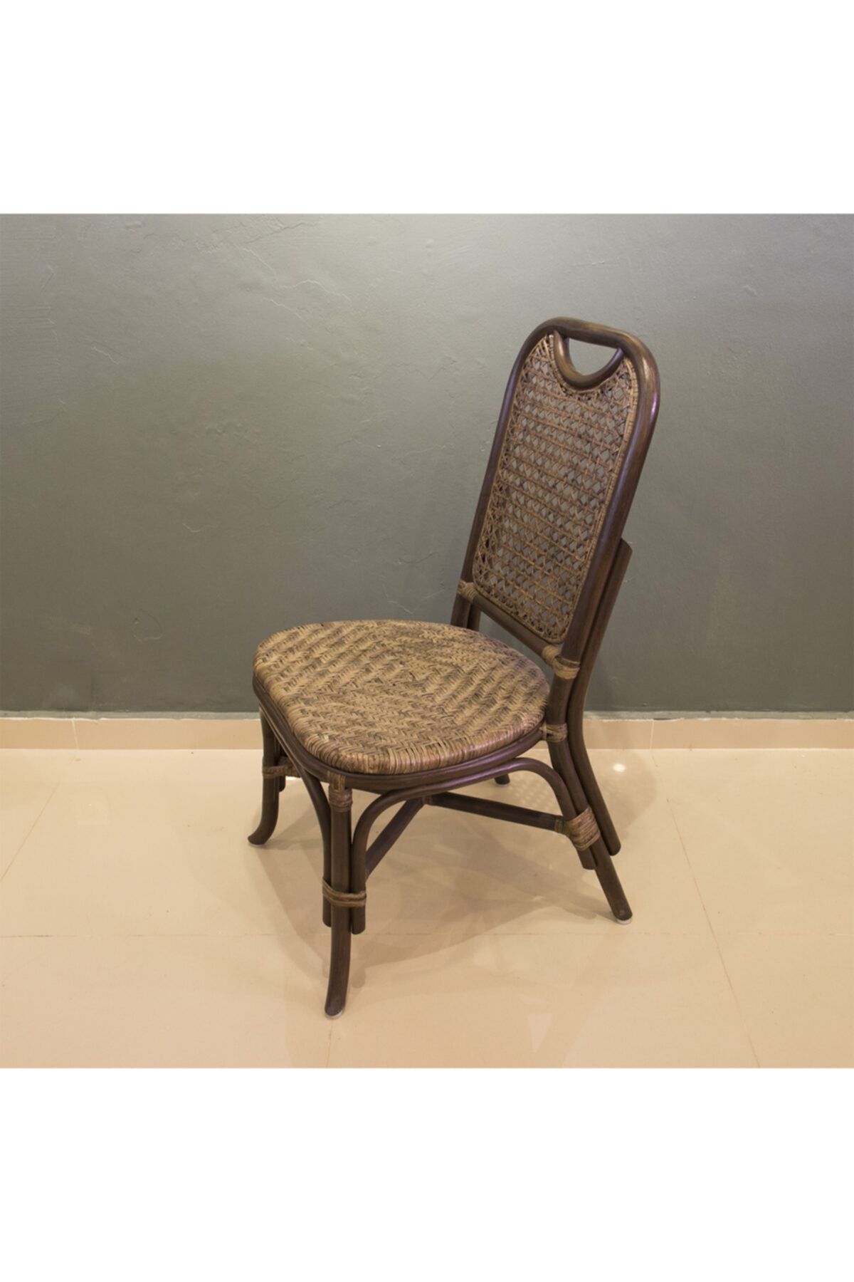 Adalı Bambu Rattan Mutfak Sandalyesi Kahverengi