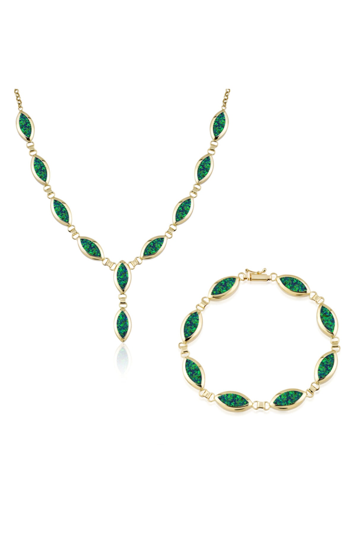 Biggold Altın Yeşil Opal Ikili Set